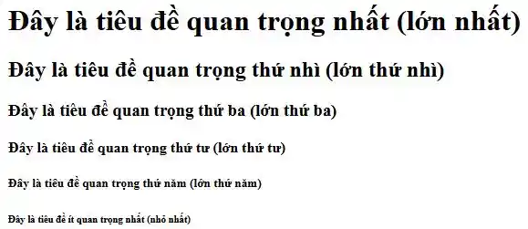 Thẻ tiêu đề h1 đến h6