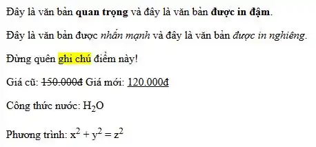 Thẻ định dạng văn bản